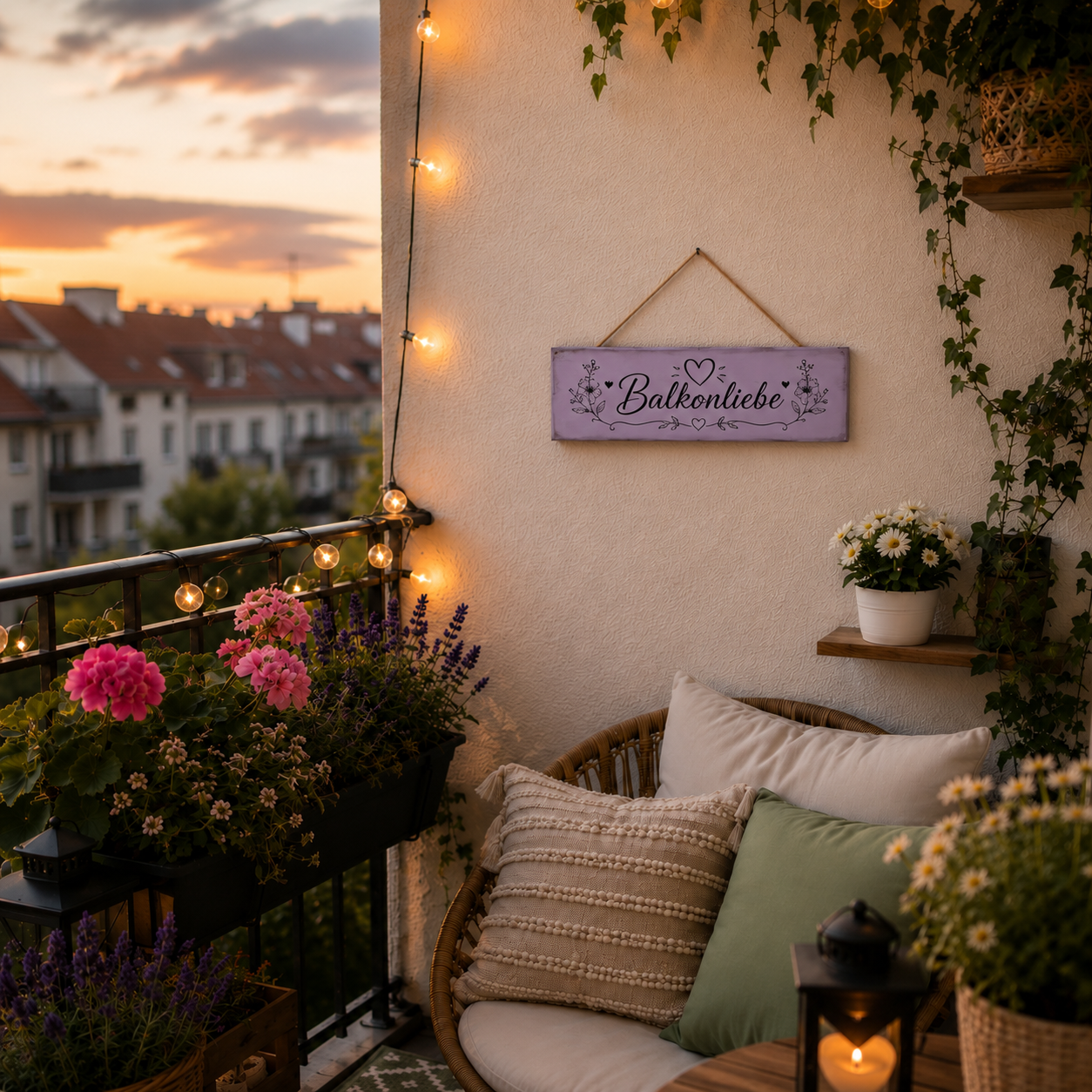 Hängeschild Balkonliebe