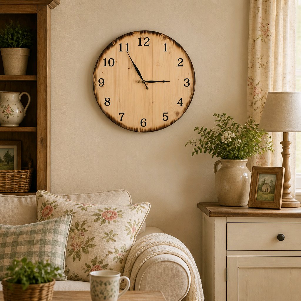 XL Wanduhr aus Holz 60 cm - Klassisch