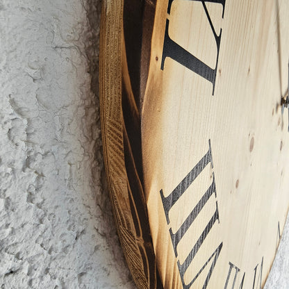 XL Wanduhr aus Holz 60 cm - Römische Ziffern