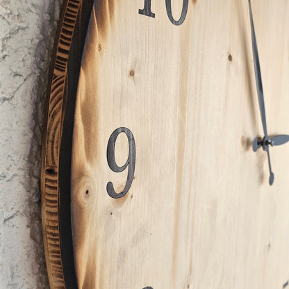 XL Wanduhr aus Holz 60 cm - Klassisch