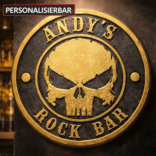 3D Wanddeko Skull personalisiert – Name & Wunschtext | Deko für Rocker & Biker