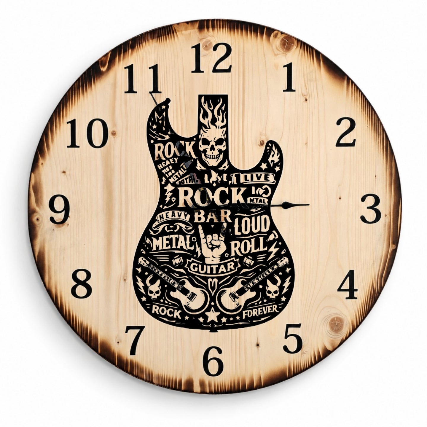 XL Wanduhr 60 cm - Rock Guitar