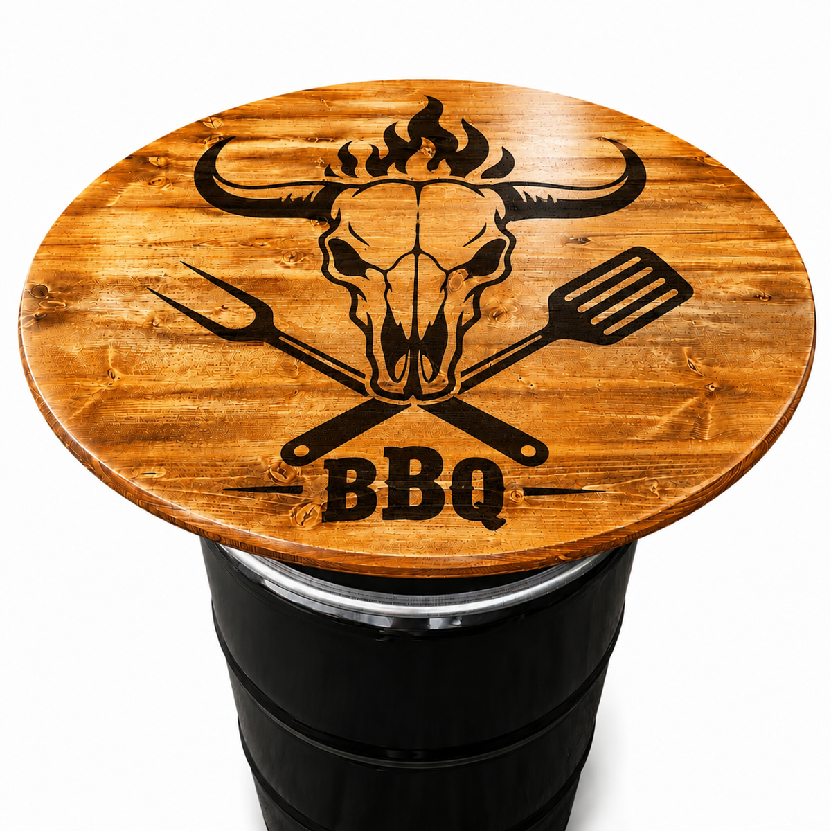 Holztischplatte 80 cm - DIY Stehtisch Set - BBQ SKULL RUSTIKAL