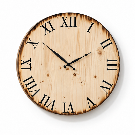 XL Wanduhr aus Holz 60 cm - Römische Ziffern