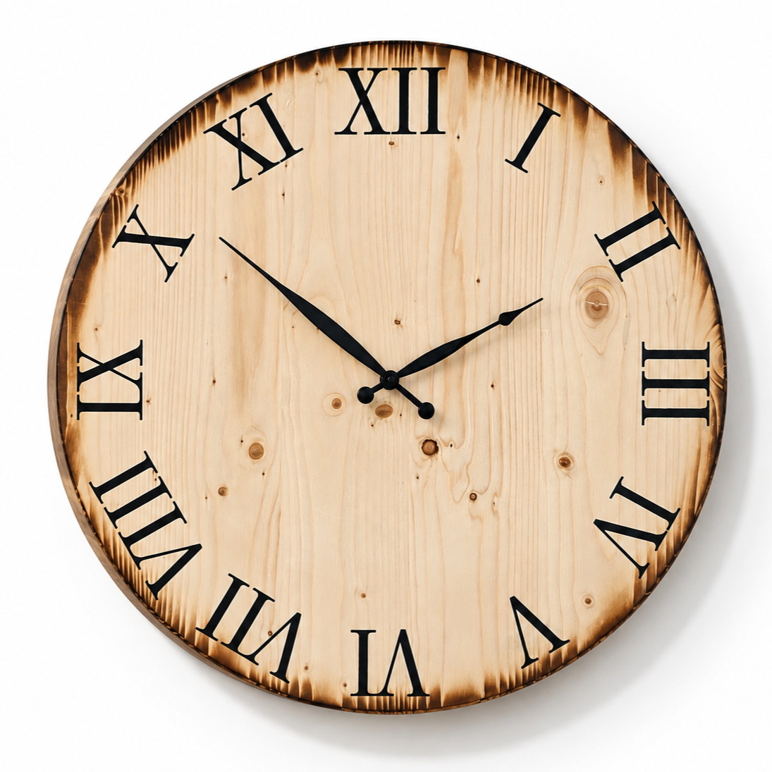XL Wanduhr aus Holz 60 cm - Antik