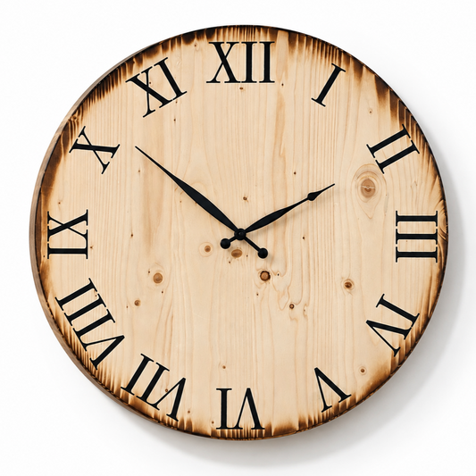 XL Wanduhr aus Holz 60 cm - Antik