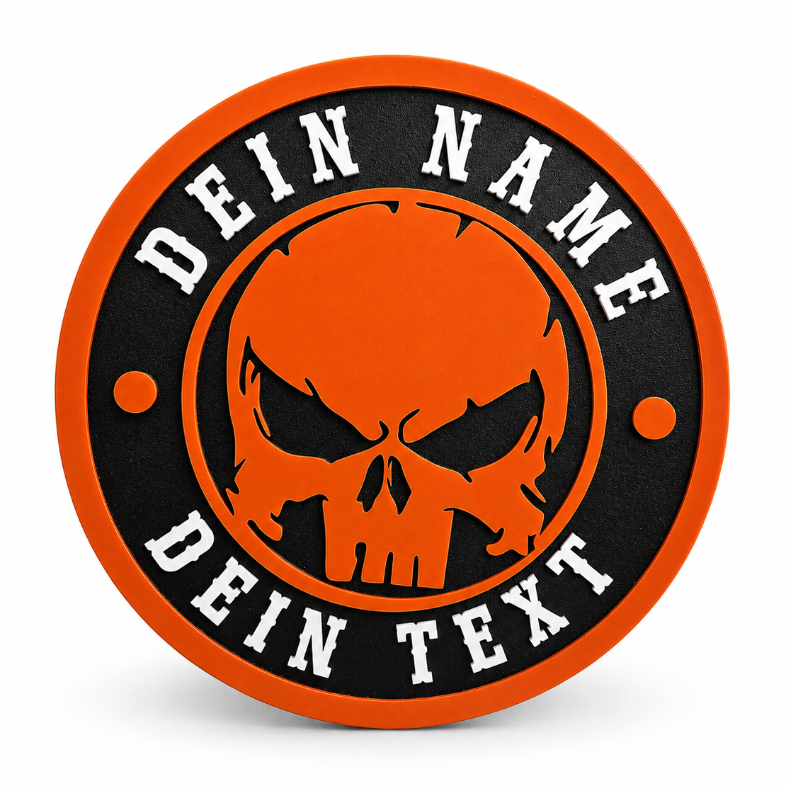 3D Wanddeko RANDI-SKULL Orange Weiß