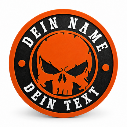 3D Wanddeko RANDI-SKULL Orange Weiß