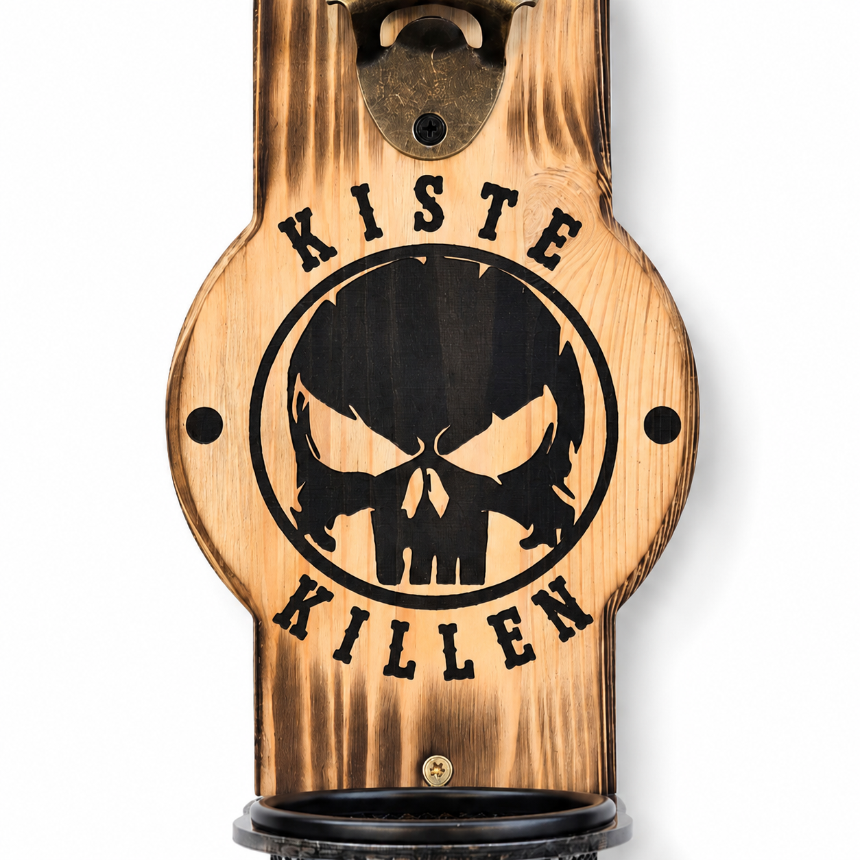 Wandflaschenöffner mit Kronkorkenfänger – RANDI-SKULL