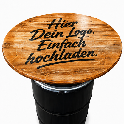 Holztischplatte 80 cm - DIY Stehtisch Set - Wunschlogo - RUSTIKAL