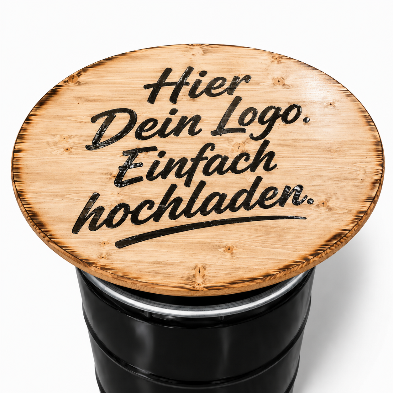 Holztischplatte 80 cm - DIY Stehtisch Set - Wunschlogo - BURNED