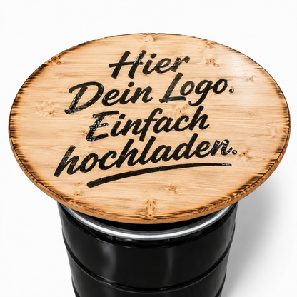 Holztischplatte 80 cm - DIY Stehtisch Set - Wunschlogo - BURNED