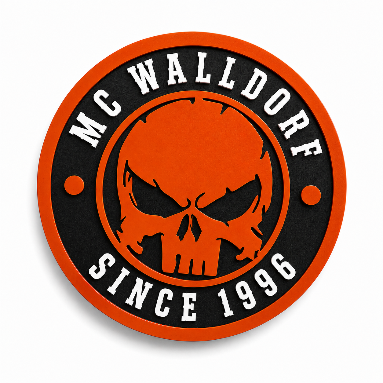 3D Wanddeko RANDI-SKULL Orange Weiß