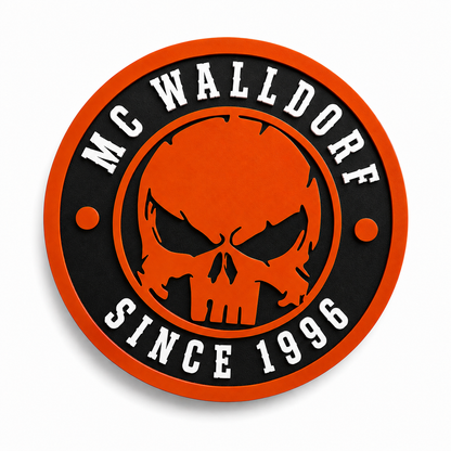 3D Wanddeko RANDI-SKULL Orange Weiß