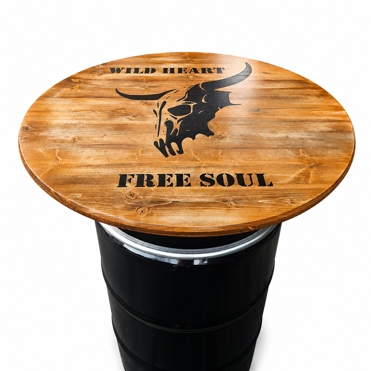 Holztischplatte 80cm - DIY Stehtisch Set - COW SKULL RUSTIKAL