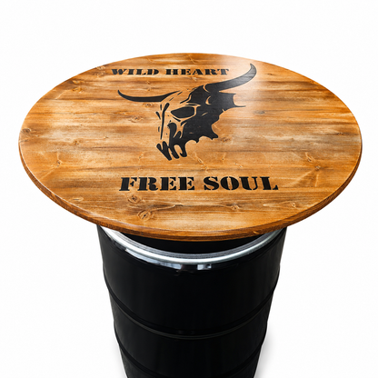 Holztischplatte 80cm - DIY Stehtisch Set - COW SKULL RUSTIKAL
