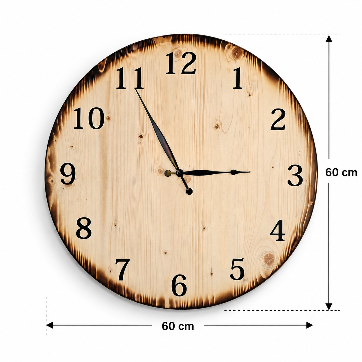 XL Wanduhr aus Holz 60 cm - Klassisch