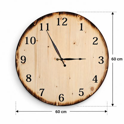 XL Wanduhr aus Holz 60 cm - Klassisch