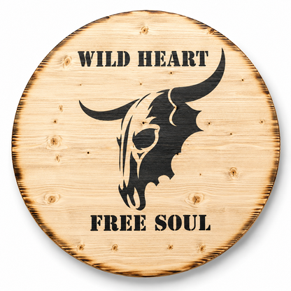 Holztischplatte 80 cm - DIY Stehtisch Set - COW SKULL BURNED