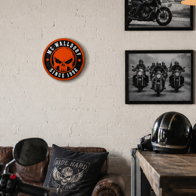 3D Wanddeko RANDI-SKULL Orange Weiß