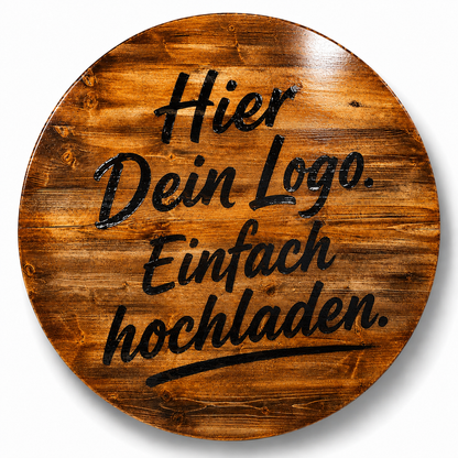 Holztischplatte 80 cm - DIY Stehtisch Set - Wunschlogo - RUSTIKAL