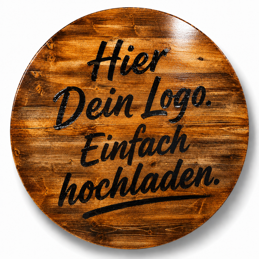 Holztischplatte 80 cm - DIY Stehtisch Set - Wunschlogo - RUSTIKAL