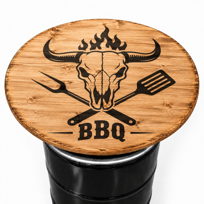 Holztischplatte 80 cm - DIY Stehtisch Set - BBQ SKULL BURNED