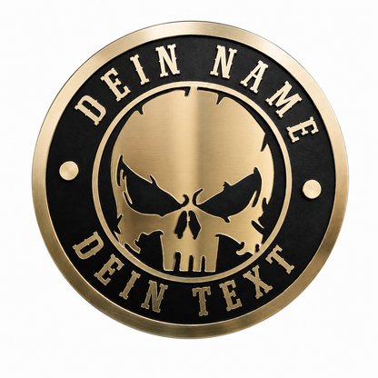 3D Wanddeko RANDI-SKULL Goldspiegel