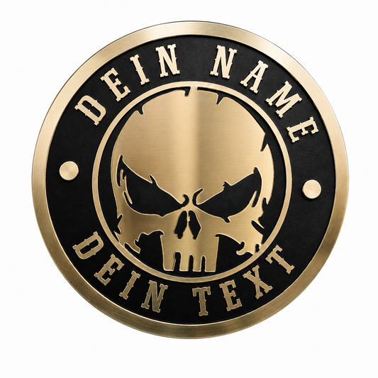 3D Wanddeko RANDI-SKULL Goldspiegel