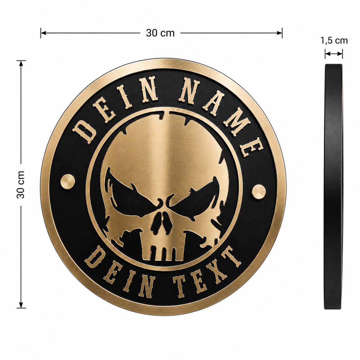 3D Wanddeko RANDI-SKULL Goldspiegel