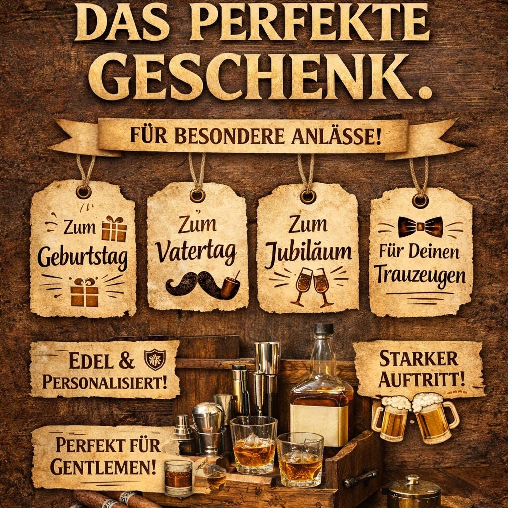 Hochwertiges Whisky-Geschenkset aus Holz, ideal personalisiert für Geburtstag, Jubiläum, Vatertag.
