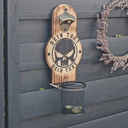 Wandflaschenöffner mit Kronkorkenfänger – RANDI-SKULL