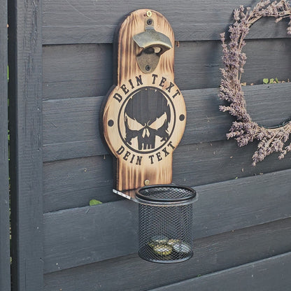 Wandflaschenöffner mit Kronkorkenfänger – RANDI-SKULL