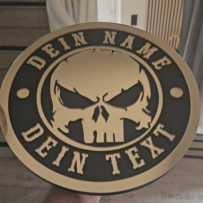 3D Wanddeko RANDI-SKULL Goldspiegel