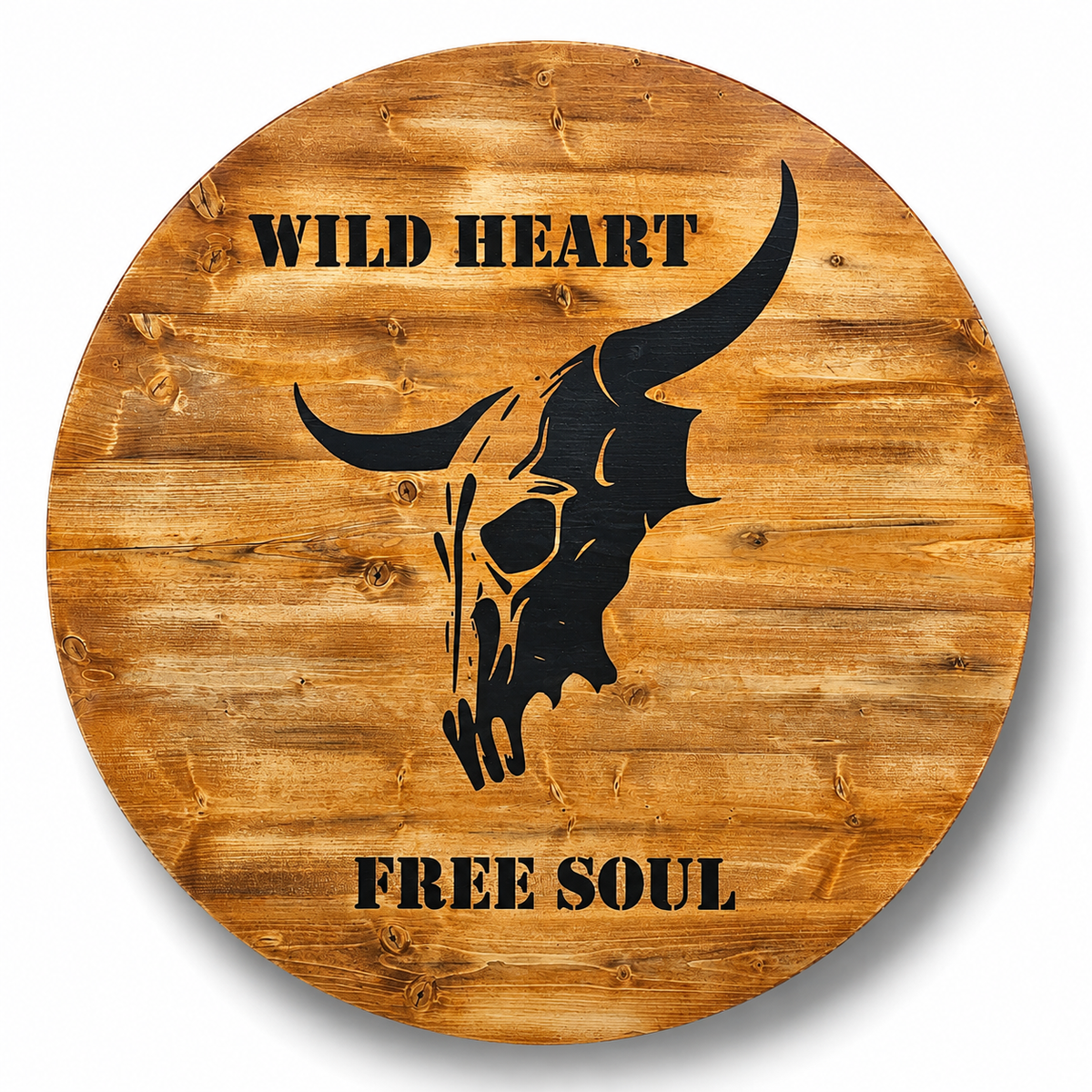 Holztischplatte 80cm - DIY Stehtisch Set - COW SKULL RUSTIKAL