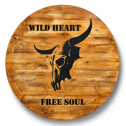 Holztischplatte 80cm - DIY Stehtisch Set - COW SKULL RUSTIKAL