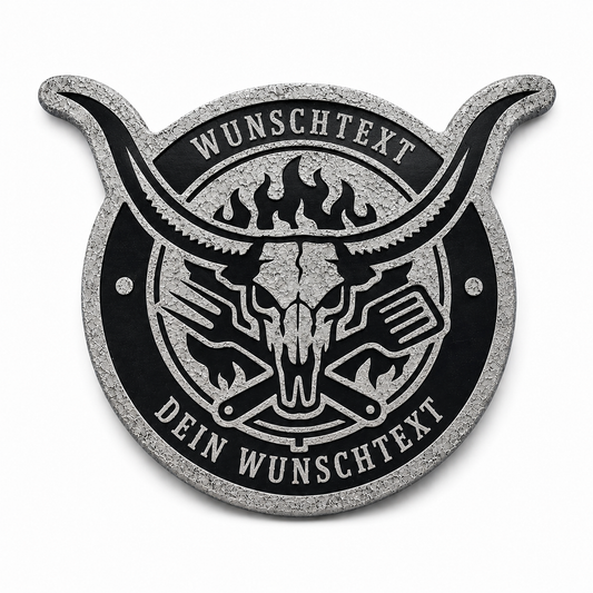 3D Wanddeko BBQ Bull Skull personalisiert