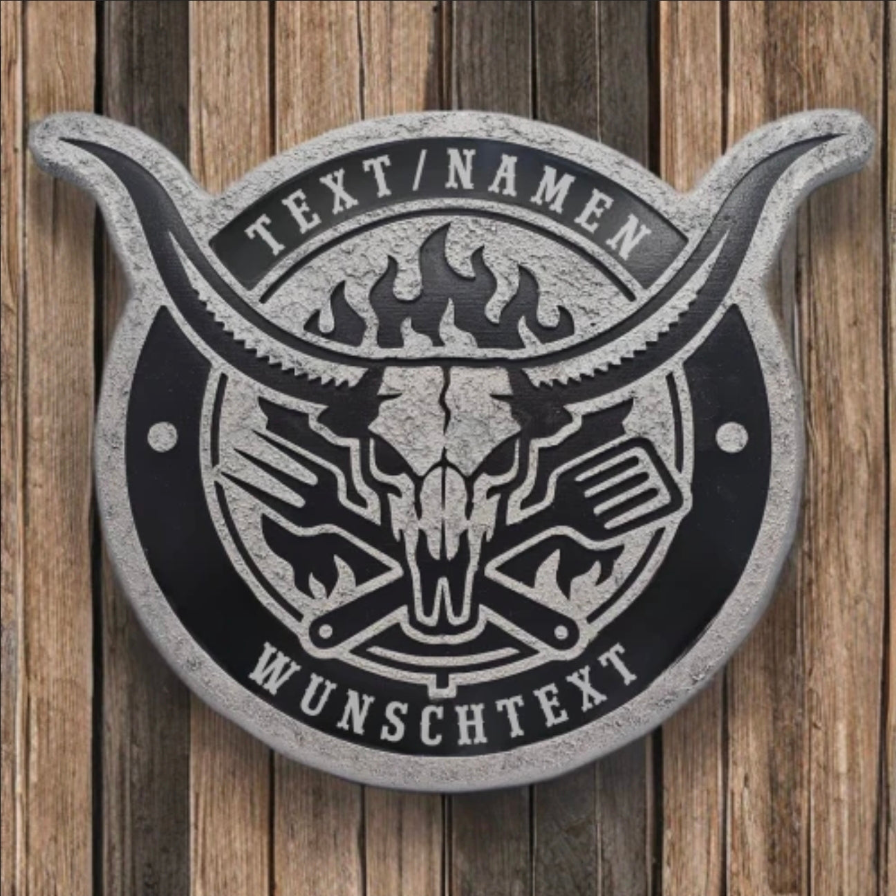 3D Wanddeko BBQ Bull Skull personalisiert